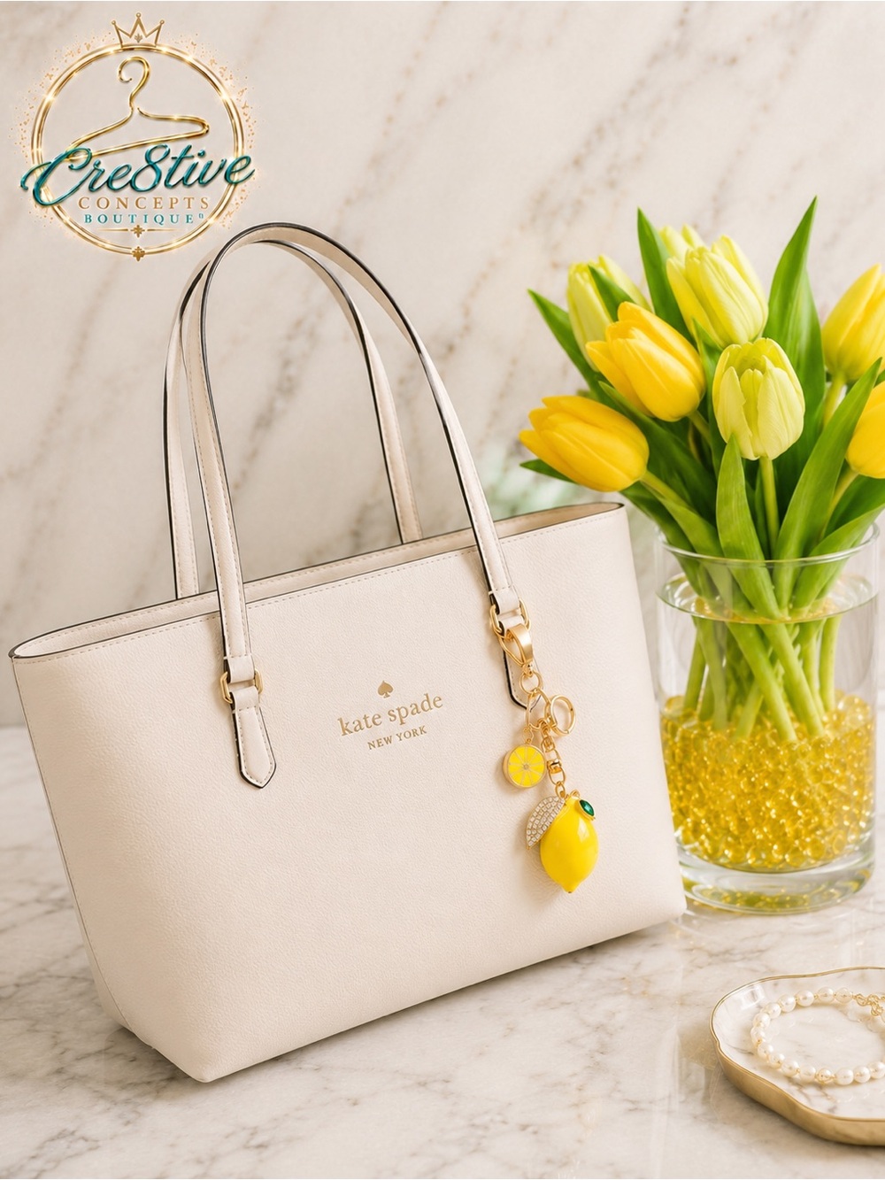 Lemon Rhinestone Bag Charm Keychain - Picture 2 of 3
